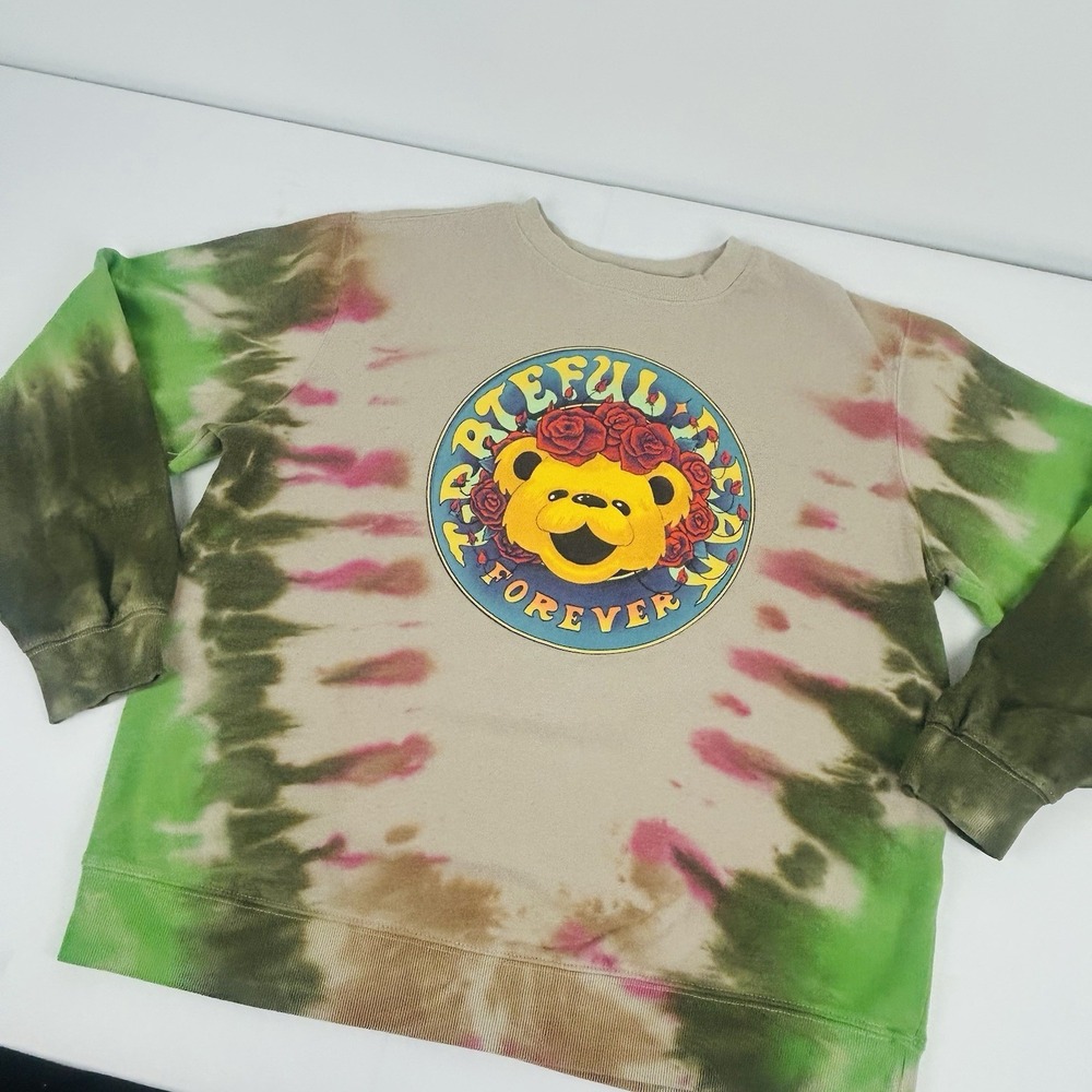 Grateful Dead Bear Sweatshirt Crewneck Tie Dye Women XL Pullover Graphic